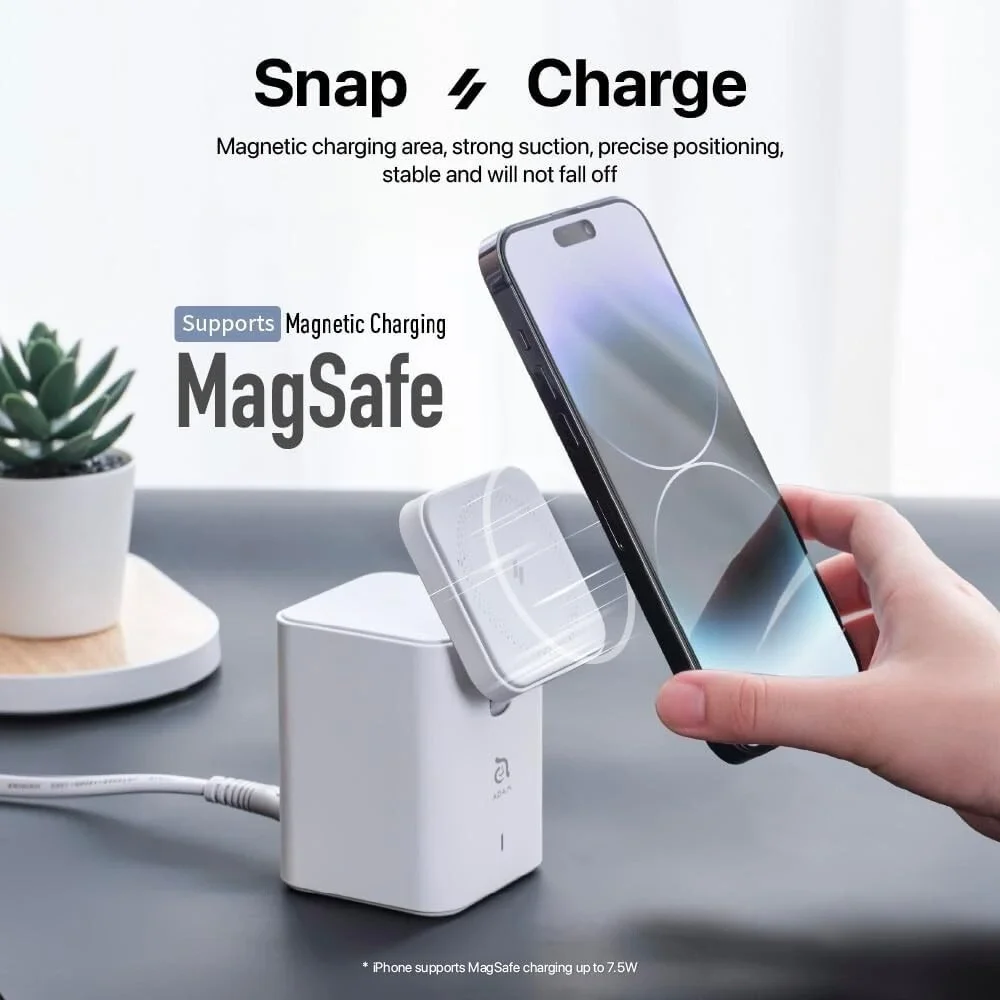 ADAM Magnetic Wireless Charger Mag 4 GaN 30W 4in1 Power Charging IPhone‎ AirPods